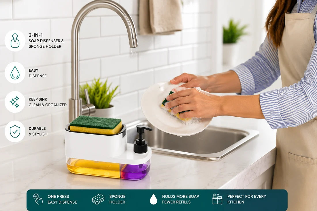 2-in-1 Soap Dispenser with Sponge Holder