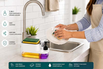 2-in-1 Soap Dispenser with Sponge Holder